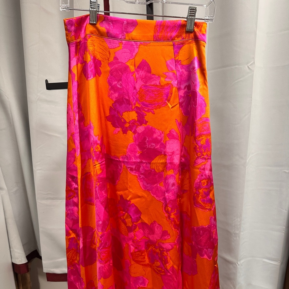 Orange and Pink Floral Maxi Skirt with Tags.